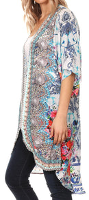 Sakkas Denora Women's Casual Draped Kimono Short Sleeve Boho Open Front Cardigan