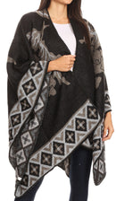Sakkas Lupe Womens Reversible Poncho Wrap Cape Shawl Sweater Coat Cardigan Pattern