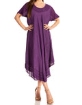 Sakkas Everyday Essentials Cap Sleeve Caftan Dress / Cover Up#color_A-Purple
