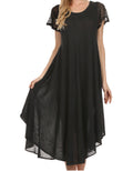 Sakkas Everyday Essentials Cap Sleeve Caftan Dress / Cover Up#color_Black