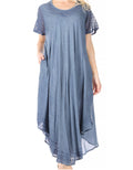 Sakkas Everyday Essentials Cap Sleeve Caftan Dress / Cover Up#color_DenimBlue