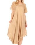 Sakkas Everyday Essentials Cap Sleeve Caftan Dress / Cover Up#color_Sand