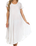 Sakkas Everyday Essentials Cap Sleeve Caftan Dress / Cover Up#color_White