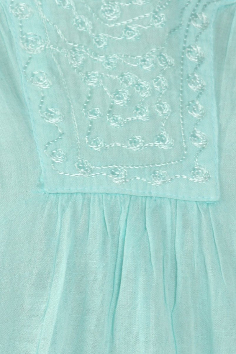 Sakkas Embroidered 100% Cotton Semi-Sheer Short Sleeve Gauzy Top / Blouse