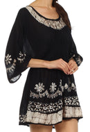 Sakkas Ketana Women's Embroidered Batik Gauzy Cotton Tunic Blouse