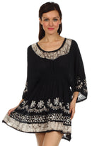 Sakkas Ketana Women's Embroidered Batik Gauzy Cotton Tunic Blouse