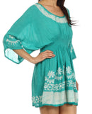 Sakkas Ketana Women's Embroidered Batik Gauzy Cotton Tunic Blouse