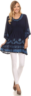 Sakkas Ketana Women's Embroidered Batik Gauzy Cotton Tunic Blouse