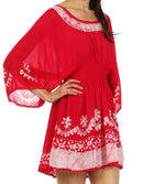 Sakkas Ketana Women's Embroidered Batik Gauzy Cotton Tunic Blouse