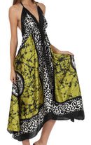 Sakkas Silky V-Neck Halter Handkerchief Hem Maxi Dress
