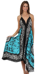 Sakkas Silky V-Neck Halter Handkerchief Hem Maxi Dress