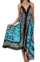 Sakkas Silky V-Neck Halter Handkerchief Hem Maxi Dress