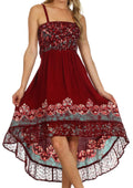 Sakkas Adara Batik Hi Lo Dress#color_Burgundy/Mint