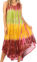 Sakkas Ombre Floral Tie Dye Tank Sheath Caftan Rayon Dress#color_Brown