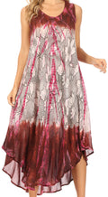 Sakkas Ombre Floral Tie Dye Tank Sheath Caftan Rayon Dress#color_Brown/Cream