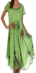Sakkas Watercolor Palm Tree Tank Caftan Dress#Color_Green