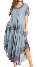 Sakkas Watercolor Palm Tree Tank Caftan Dress#Color_Grey
