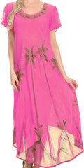 Sakkas Watercolor Palm Tree Tank Caftan Dress#Color_Pink