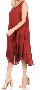 Sakkas Watercolor Palm Tree Tank Caftan Short Dress