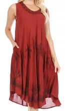 Sakkas Watercolor Palm Tree Tank Caftan Short Dress