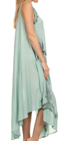 Sakkas Watercolor Palm Tree Tank Caftan Short Dress