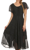 Sakkas Marigold Embroidered Fairy Dress#color_Black