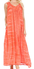 Sakkas Adele Sequin Embroidered Scoop Neck Sleeveless Dress / Cover Up#color_Pink