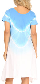Sakkas Lilla Women's Casual Tie Dye Midi Boho Loose Short Sleeve Knit Dress Pocket