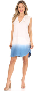 Sakkas Andrea Women's Casual Summer Cover-up Sleeveless Hoodie Dress Knit Tie-dye