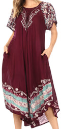 Sakkas Sara Batik CaftanTank Dress / Cover Up#color_Chocolate/Mint