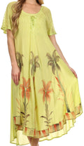 Sakkas Kai Palm Tree Caftan Tank Dress / Cover Up#color_LimeGreen