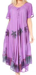 Sakkas Kai Palm Tree Caftan Tank Dress / Cover Up#color_Purple