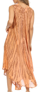 Sakkas Kara Long Draped Sleeveless Marbled Caftan Dress / Cover Up