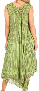 Sakkas Kara Long Draped Sleeveless Marbled Caftan Dress / Cover Up