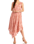Sakkas Kara Long Draped Sleeveless Marbled Caftan Dress / Cover Up#color_LightSalmon