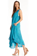 Sakkas Kara Long Draped Sleeveless Marbled Caftan Dress / Cover Up