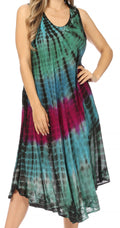 Sakkas Nora Sleeveless Embroidered Short Tie Dye Caftan Dress / Cover Up#color_1-Purple