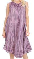 Sakkas Nora Sleeveless Embroidered Short Tie Dye Caftan Dress / Cover Up#color_2-Lilac