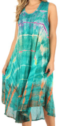 Sakkas Nora Sleeveless Embroidered Short Tie Dye Caftan Dress / Cover Up#color_Purple