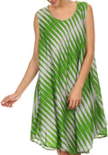 Sakkas Spal Mid Length Scoop Neck Tank Top Printed Batik Caftan Dress / Cover Up#color_16505-Green