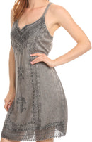 Sakkas Aliney Short Adjustable Spaghetti Strap Sleeveless Embroidered Day Dress