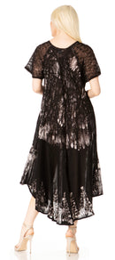 Sakkas Ronny Lace Embroidered Cap Sleeve Tie Dye Wash Caftan Dress / Cover Up