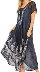 Sakkas Ronny Lace Embroidered Cap Sleeve Tie Dye Wash Caftan Dress / Cover Up