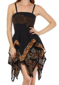 Sakkas Batik Handkerchief Hem Short Dress#color_Black/Copper