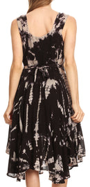Sakkas Mathilde Marble Tie-dye Sleeveless Tank Dress Tiered and Corset