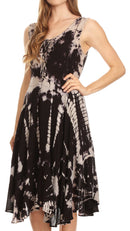 Sakkas Mathilde Marble Tie-dye Sleeveless Tank Dress Tiered and Corset