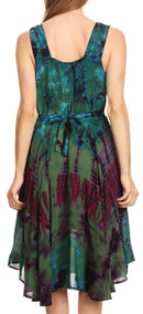 Sakkas Mathilde Marble Tie-dye Sleeveless Tank Dress Tiered and Corset