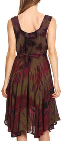 Sakkas Mathilde Marble Tie-dye Sleeveless Tank Dress Tiered and Corset