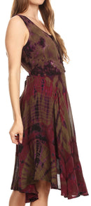 Sakkas Mathilde Marble Tie-dye Sleeveless Tank Dress Tiered and Corset