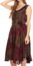 Sakkas Mathilde Marble Tie-dye Sleeveless Tank Dress Tiered and Corset